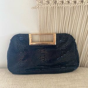 MK Black Snake Skin Clutch